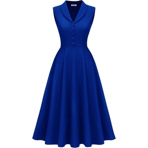 image:imageBeryLove Vintage 1950s Cocktail Dresses for Women Semi Formal Button Down ALine Tea Party DressRoyal Blue