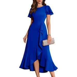 image:imageBeryLove Women Formal Party Dress Flutter Short Sleeve Wedding Cocktail Long Evening DressRoyal Blue