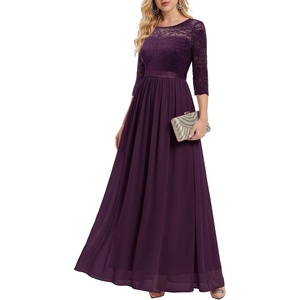 image:imageBeryLove Women Long Sleeve Formal Party Dress Lace Wedding Guest Maxi Dresses Elegant Cocktail Evening GownsGrape