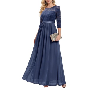 image:imageBeryLove Women Long Sleeve Formal Party Dress Lace Wedding Guest Maxi Dresses Elegant Cocktail Evening GownsGrayish Purple
