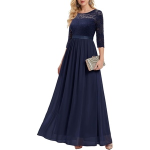 image:imageBeryLove Women Long Sleeve Formal Party Dress Lace Wedding Guest Maxi Dresses Elegant Cocktail Evening GownsNavy