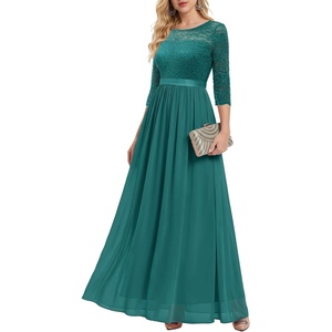 image:imageBeryLove Women Long Sleeve Formal Party Dress Lace Wedding Guest Maxi Dresses Elegant Cocktail Evening GownsPeacock Green