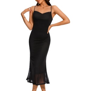 image:imageBeryLove Women Summer Floral Mesh Wedding Guest Cocktail Spaghetti Strap Dress