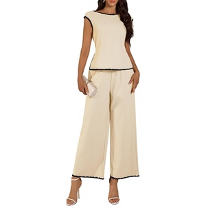 image:imageBeryLove Womens 2 Piece Lounge Set Fashion Travel Outfits Vacation Tracksuit Comfy Wide Leg Airport Loungewear 601 Apricot L