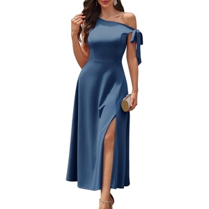 image:imageBeryLove Womens Formal Elegant Wedding Guest Dresses One Shoulder A Line Maxi Cocktail Slit DressBgrey Blue