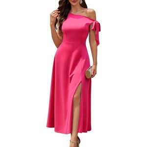 image:imageBeryLove Womens Formal Elegant Wedding Guest Dresses One Shoulder A Line Maxi Cocktail Slit DressBmagenta