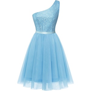 image:imageBeryLove Womens Sequin Homecoming Formal OneShoulder Cocktail Dress for TeensTulle Blue