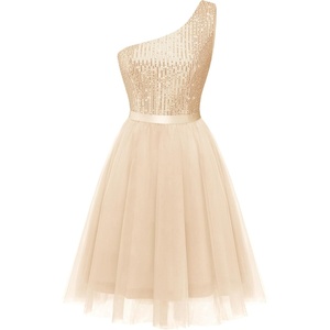 image:imageBeryLove Womens Sequin Homecoming Formal OneShoulder Cocktail Dress for TeensTulle Champagne
