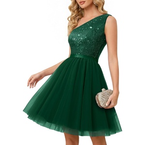 image:imageBeryLove Womens Sequin Homecoming Formal OneShoulder Cocktail Dress for TeensTulle Dark Green