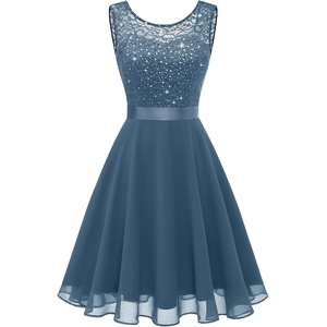 image:imageBeryLove Womens Short Prom Dresses for Teens Sleeveless Flowy A Line Wedding Guest Lace Formal DressGrey Blue Sequin