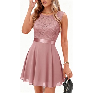 image:imageBeryLove Womens Short Prom Dresses for Teens Sleeveless Flowy A Line Wedding Guest Lace Formal DressShortblush
