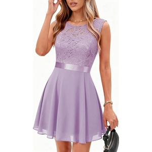 image:imageBeryLove Womens Short Prom Dresses for Teens Sleeveless Flowy A Line Wedding Guest Lace Formal DressShortlavender