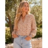 image:imageBeryLove Summer Floral Long Sleeve Casual Boho V Neck Chiffon Blouses  Women Casual Loose Tops Work Blouse Business Office Puff Sleeve Fashion Top 2026 Summer Fall Vacation Holiday OutfitsOrange