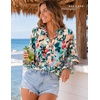 image:imageBeryLove Summer Floral Long Sleeve Casual Boho V Neck Chiffon Blouses  Women Casual Loose Tops Work Blouse Business Office Puff Sleeve Fashion Top 2026 Summer Fall Vacation Holiday OutfitsGreen Blue