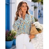 image:imageBeryLove Summer Floral Long Sleeve Casual Boho V Neck Chiffon Blouses  Women Casual Loose Tops Work Blouse Business Office Puff Sleeve Fashion Top 2026 Summer Fall Vacation Holiday OutfitsBlue White