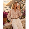 image:imageBeryLove Summer Floral Long Sleeve Casual Boho V Neck Chiffon Blouses  Women Casual Loose Tops Work Blouse Business Office Puff Sleeve Fashion Top 2026 Summer Fall Vacation Holiday OutfitsOrange