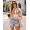 image:imageBeryLove Summer Floral Long Sleeve Casual Boho V Neck Chiffon Blouses  Women Casual Loose Tops Work Blouse Business Office Puff Sleeve Fashion Top 2026 Summer Fall Vacation Holiday OutfitsBrown