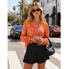 image:imageBeryLove Summer Floral Long Sleeve Casual Boho V Neck Chiffon Blouses  Women Casual Loose Tops Work Blouse Business Office Puff Sleeve Fashion Top 2026 Summer Fall Vacation Holiday OutfitsOrange Purple