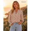 image:imageBeryLove Summer Floral Long Sleeve Casual Boho V Neck Chiffon Blouses  Women Casual Loose Tops Work Blouse Business Office Puff Sleeve Fashion Top 2026 Summer Fall Vacation Holiday OutfitsOrange