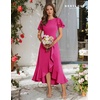 image:imageBeryLove Women Formal Party Dresses Flutter Short Sleeve Wedding Guest Cocktail Long Evening Dress S007 ZMagenta 2XL
