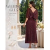 image:imageBeryLove Women Sequin Formal Party Dress Sparkly Cocktail Evening Prom Gown Wedding Guest Dresses with Shawl 0033 Burgundy L