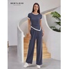 image:imageBeryLove Womens 2 Piece Lounge Sets Straight Leg Pants Set Short Sleeve Crop Tshirt Casual Outfits Comfy Loungewear 605 Navy M