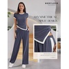 image:imageBeryLove Womens 2 Piece Lounge Sets Straight Leg Pants Set Short Sleeve Crop Tshirt Casual Outfits Comfy Loungewear 605 Navy M