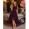 image:imageBeryLove Homecoming Prom Formal Sequin High Low Cocktail Lace Wedding Dress  Women Sparkly Glitter Dresses Bridesmaid Chiffon Backless Gown Party Fashion Floral Dress for Teens 2026 Elegant OutfitsBurgundy