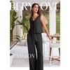 image:imageBeryLove Two Piece Sets for Women Summer Outfits Lounge Sets Cap Sleeve Tops Wide Leg Crop Pants Vacation Travel OutfitsBlack