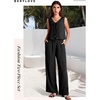 image:imageBeryLove Two Piece Sets for Women Summer Outfits Lounge Sets Cap Sleeve Tops Wide Leg Crop Pants Vacation Travel OutfitsBlack