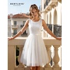 image:imageBeryLove Sequin Dress Vintage A Line Wedding Formal Swing Tulle Dress Sleeveless Cocktail Mini DressTulle Sequin White