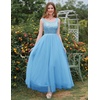 image:imageBeryLove Sequin Dress for Woman Vintage A Line Wedding Formal Swing Mesh Dress Sleeveless Cocktail Maxi GownsLongblue