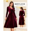 image:imageBeryLove Velvet Cocktail Party Formal Dress Long Sleeve Winter Wedding Guest DressesBurgundy