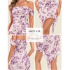 image:imageBeryLove Womens Sexy Off Shoulder Mesh Midi Wedding Guest Dresses Ruched Bodycon Ruffled Cocktail DressPrint Purple