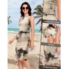 image:imageBeryLove Womens Summer Ruched Bodycon Dress Sleeveless Ruffle Cocktail Wedding Party DressesPrint Apricot