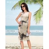 image:imageBeryLove Womens Summer Ruched Bodycon Dress Sleeveless Ruffle Cocktail Wedding Party DressesPrint Apricot