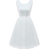 image:imageBeryLove Sequin Dress Vintage A Line Wedding Formal Swing Tulle Dress Sleeveless Cocktail Mini DressTulle Sequin White