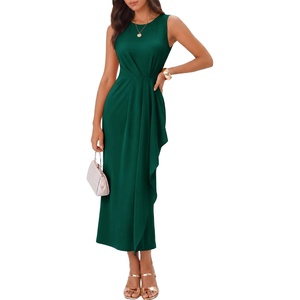 image:imageBeryLove Womens Formal Wedding Guest Slit Dress Classy Sleeveless Long Prom Gala DressesKdarkgreen