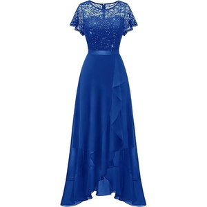 image:imageBeryLove Formal Long Dresses for Women Wedding Guest Cocktail Bridesmaid  Airy Lace amp Chiffon Evening Gown Flutter Sleeve Ideal for Mother of the Bride Prom Homecoming Party amp SemiForaml EventsRoyalblue Sequin