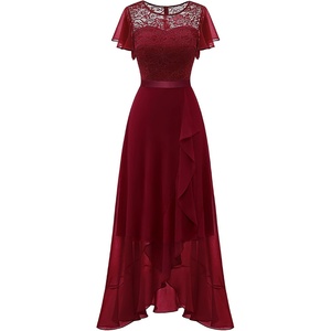 image:imageBeryLove Formal Long Dresses for Women Wedding Guest Cocktail Bridesmaid  Airy Lace amp Chiffon Evening Gown Flutter Sleeve Ideal for Mother of the Bride Prom Homecoming Party amp SemiForaml EventsDarkred