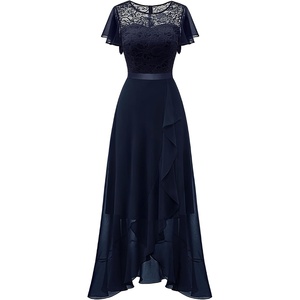image:imageBeryLove Formal Long Dresses for Women Wedding Guest Cocktail Bridesmaid  Airy Lace amp Chiffon Evening Gown Flutter Sleeve Ideal for Mother of the Bride Prom Homecoming Party amp SemiForaml EventsNavy