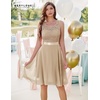 image:imageBeryLove Wedding Guest Cocktail Formal Sleeveless Lace Short A Line Dress  Party Teen Chiffon A Line Prom Elegant Evening Banquet Birthday Holiday Casual Sleeveless Lace Boat Neck GownShortchampagne