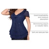 image:imageBeryLove Womens Sparkly Ruffle Sleeve Dressy Evening Sequin Party Top  Fancy V Neck Blouse Glitter Sparkle TwoTired Hem SemiSheer Shoulder Blade Elegant Going Out Cocktail TopNavy