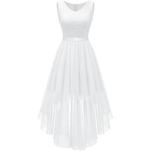 image:imageBeryLove Women Lace Sequin Homecoming Cocktail Dress Formal Wedding Guest  Sparkly High Low Dress with V Back for Holiday Prom Party Elegant Pick for Wedding Guest Evening and Formal OccasionsTulle Sequin White