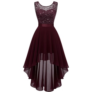 image:imageBeryLove Women Lace Sequin Homecoming Cocktail Dress Formal Wedding Guest  Sparkly High Low Dress with V Back for Holiday Prom Party Elegant Pick for Wedding Guest Evening and Formal OccasionsBurgundy Sequin