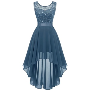 image:imageBeryLove Women Lace Sequin Homecoming Cocktail Dress Formal Wedding Guest  Sparkly High Low Dress with V Back for Holiday Prom Party Elegant Pick for Wedding Guest Evening and Formal OccasionsGrey Blue Sequin