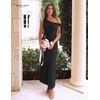 image:imageBeryLove 2026 Womens One Shoulder Midi Bodycon Dress Ruched Slit Dresses  Perfect for Wedding Guest Cocktail Party or EveningBlack