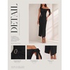 image:imageBeryLove 2026 Womens One Shoulder Midi Bodycon Dress Ruched Slit Dresses  Perfect for Wedding Guest Cocktail Party or EveningBlack