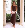 image:imageBeryLove 2026 Womens One Shoulder Midi Bodycon Dress Ruched Slit Dresses  Perfect for Wedding Guest Cocktail Party or EveningBrown