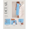 image:imageBeryLove 2026 Womens One Shoulder Midi Bodycon Dress Ruched Slit Dresses  Perfect for Wedding Guest Cocktail Party or EveningLight Blue